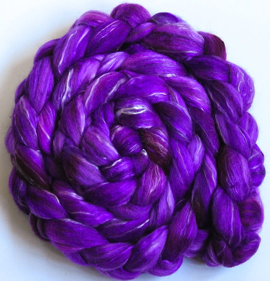 Joyeux (5.4 oz) - Batt in a Braid #31 - Polwarth/ Mulberry Silk / Baby Alpaca / Rainbow Firestar/ Tencel( 40/25/15/10/10)