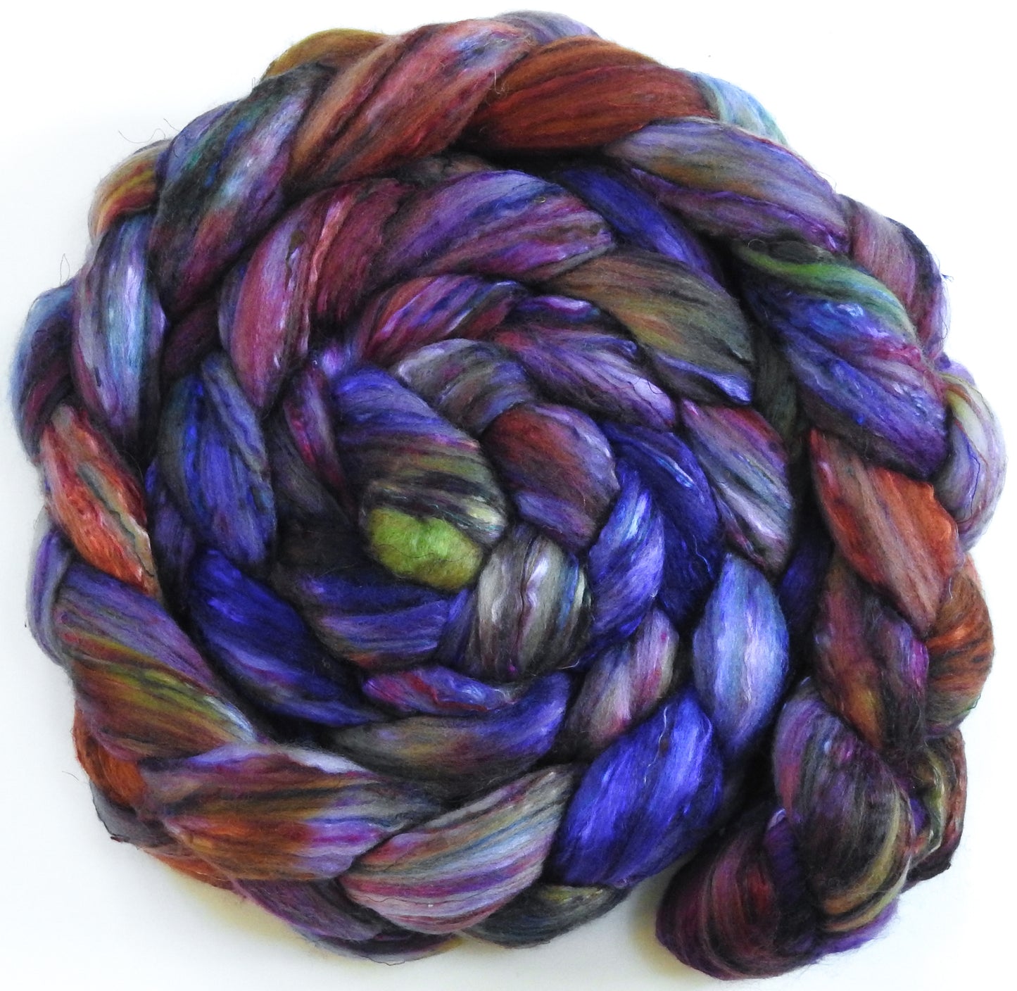 Batt in a Braid #39 - Singular 30 -(5.7 oz.) Falkland Merino/ Mulberry Silk / Sari Silk (50/25/25)