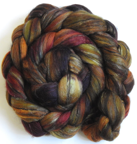 Rustle (5.5 oz) - Batt in a Braid #9 - Superfine Merino/ Mulberry Silk / Black Alpaca (50/35/15)