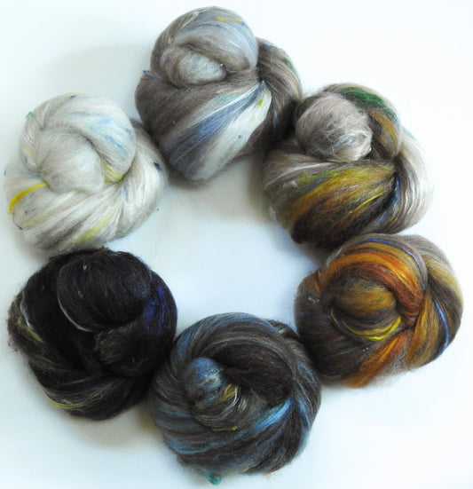 Non-sparkle Sticklebatts - Parliament of Owls (4.4 oz) - 35% X and Corriedale/Romney  Fleeces; merino, silk, bamboo, silk noil