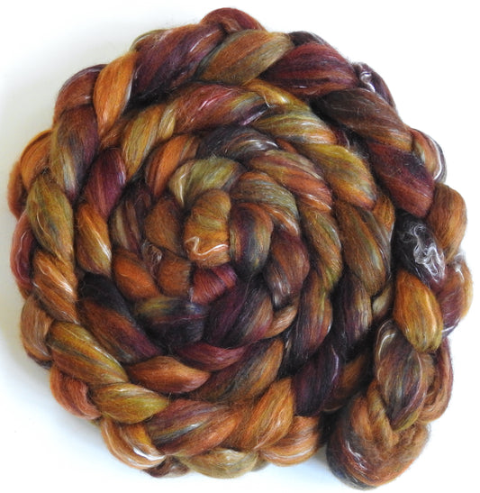 Rustle - Batt in a Braid #31 - Polwarth/ Mulberry Silk / Baby Alpaca / Rainbow Firestar/ Tencel( 40/25/15/10/10)