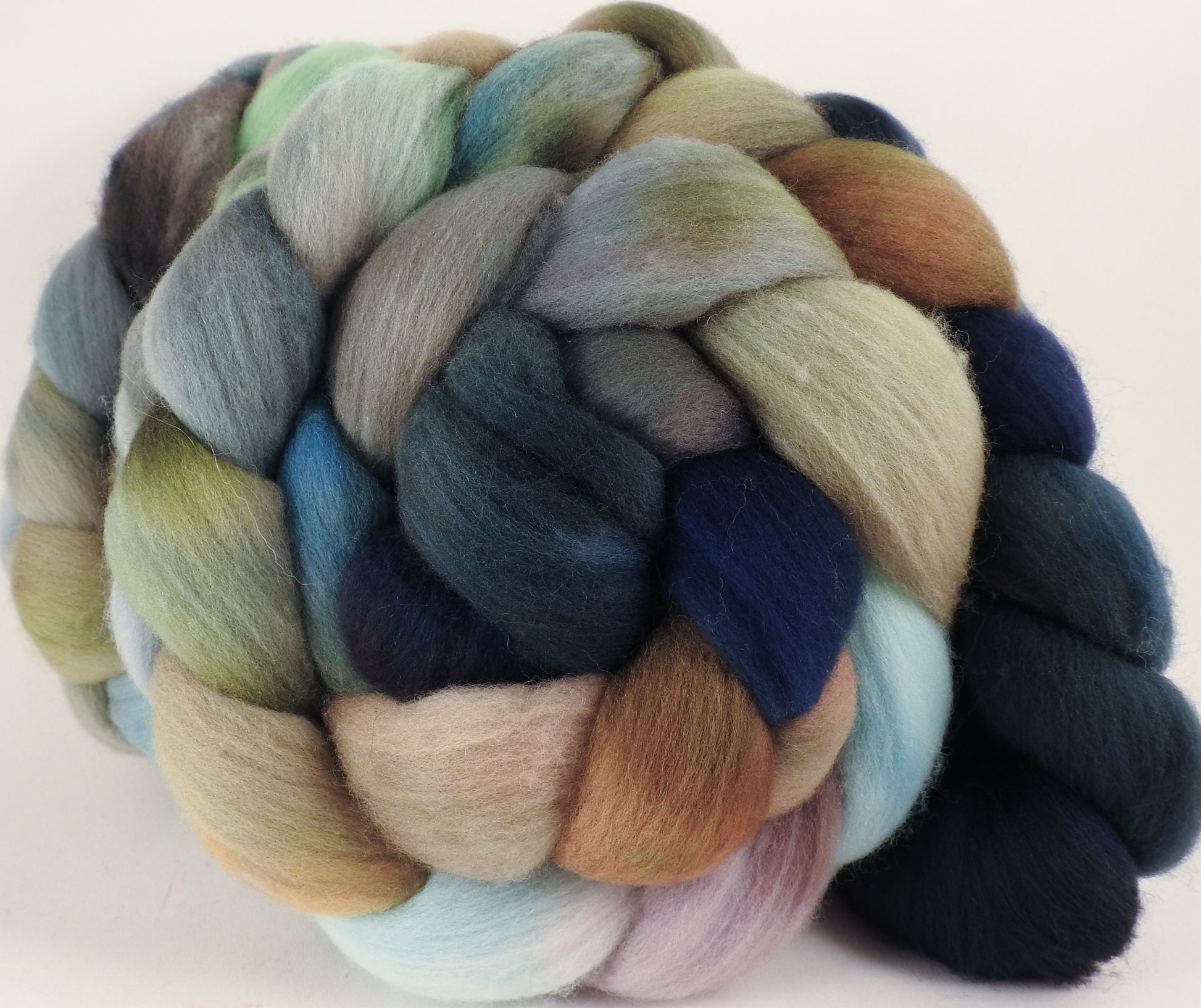 Hand dyed top for spinning - Downpour - (5.1 oz.) Organic Polwarth - Inglenook Fibers