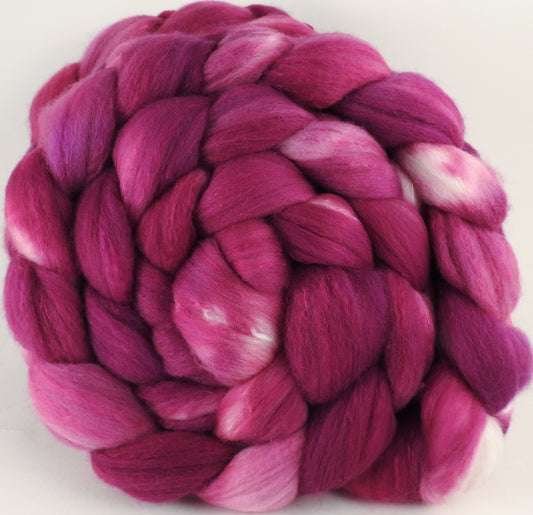 Hand dyed top for spinning - Redbud - (5.3 oz) Organic Polwarth / Tussah silk (80/20) - Inglenook Fibers