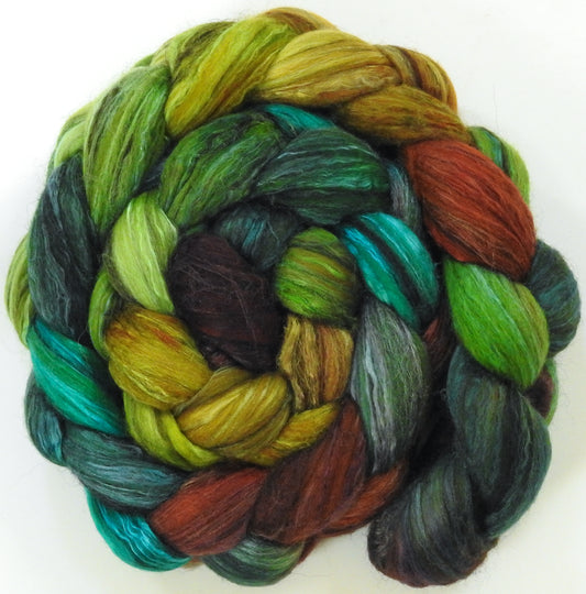 Douglas Fir (5.4 oz) - Batt in a Braid #9 - Superfine Merino/ Mulberry Silk / Black Alpaca (50/35/15)