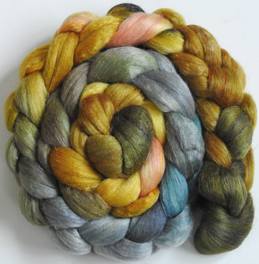 Tarnished (5.5 oz)- Batt in a Braid #3 - Polwarth/ Tussah Silk/ Flax (40/40/20)