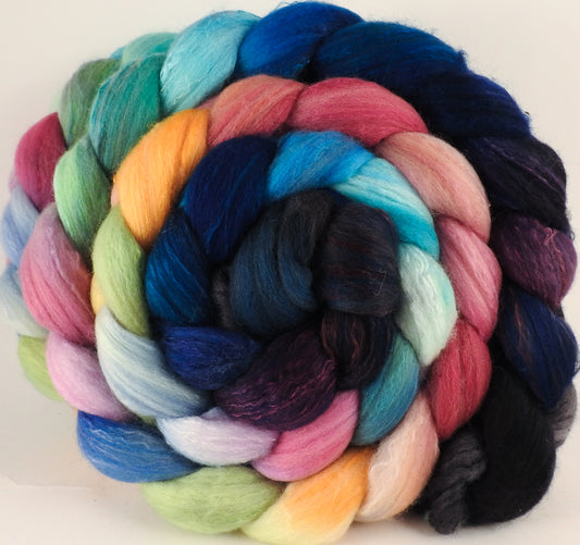 Hand dyed top for spinning -Sea Chariot - (5.2 oz) Organic Polwarth / Tussah silk (80/20) - Inglenook Fibers