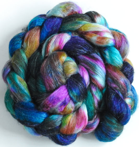 Birds of a Feather (5.5 oz)- Batt in a Braid #3 - Polwarth/ Tussah Silk/ Flax (40/40/20)