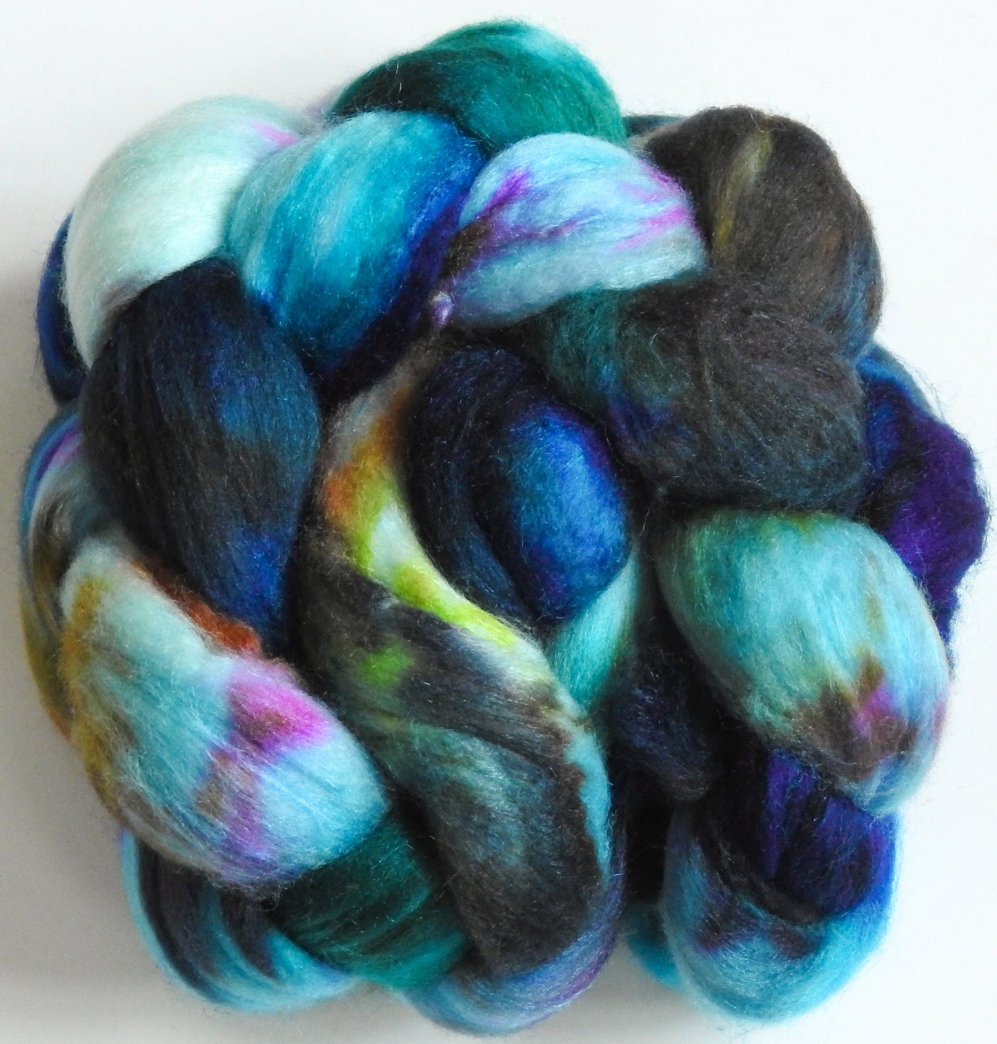 Birds of a Feather -Batt in a Braid #61 - Ultrafine Merino (14 micron)/ Tussah silk/ Cashmere (60/25/15)