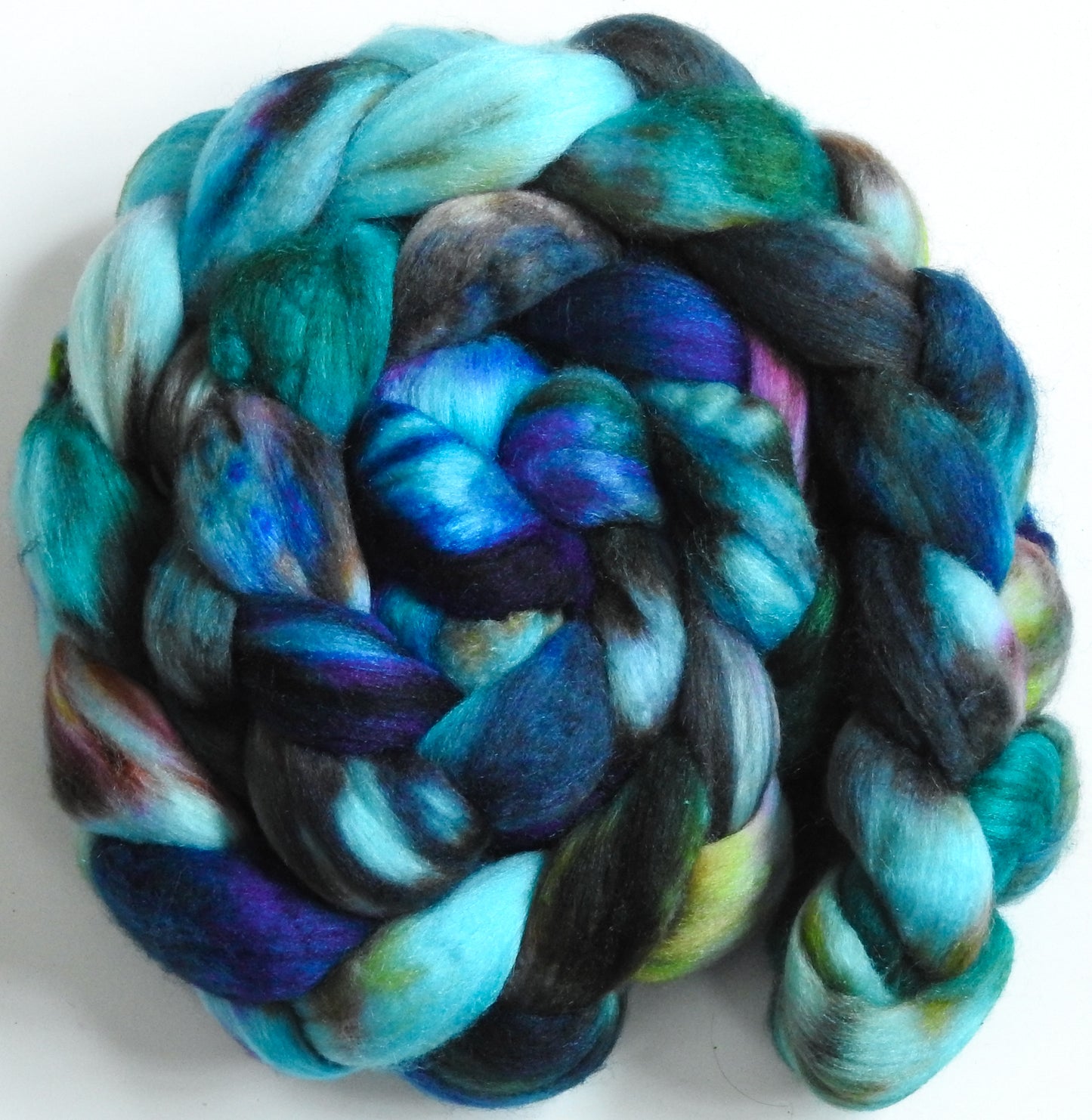 Birds of a Feather -Batt in a Braid #61 - Ultrafine Merino (14 micron)/ Tussah silk/ Cashmere (60/25/15)