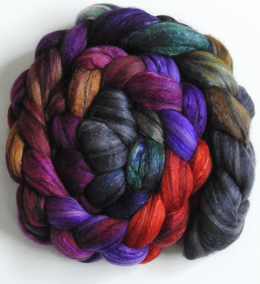 Out on the Town (5.5 oz) - Batt in a Braid #9 - Superfine Merino/ Mulberry Silk / Black Alpaca (50/35/15)