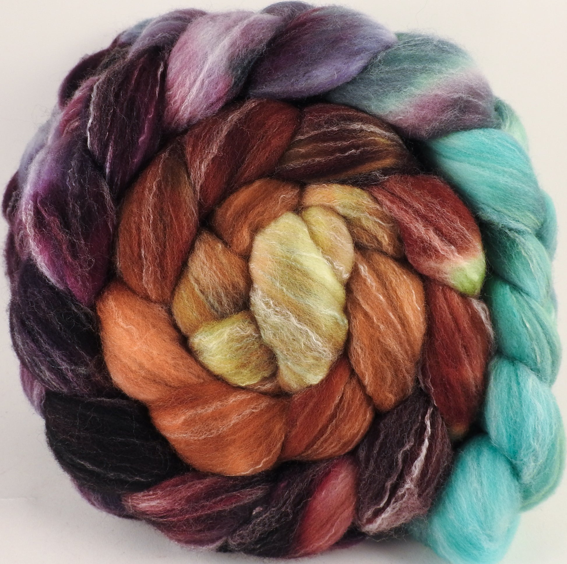 Hand dyed top for spinning - Prince Edward Island - (5.5 oz.) Targhee/silk/ bamboo ( 80/10/10) - Inglenook Fibers