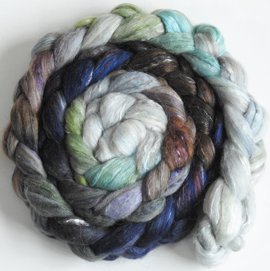 Mithrandir (5.4 oz) - Batt in a Braid #31 - Polwarth/ Mulberry Silk / Baby Alpaca / Rainbow Firestar/ Tencel( 40/25/15/10/10)