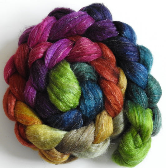 Pendragon- Batt in a Braid #3- (5.5 oz) - Polwarth/ Tussah Silk/ Flax (40/40/20)