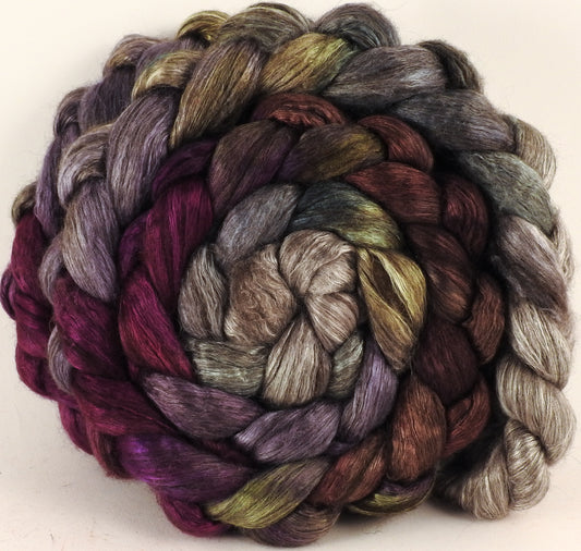 Hand dyed yak/ mulberry silk top -Pussy Willows - (4.1 oz.) yak /silk ( 50/50) - Inglenook Fibers