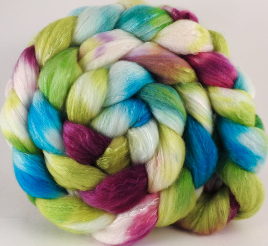 Hand dyed top for spinning - Luna Moth - (5.4 oz) Organic Polwarth / Tussah silk (80/20) - Inglenook Fibers