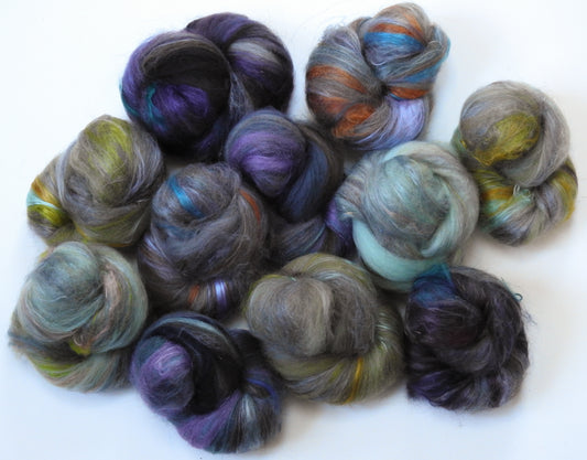 Ebenezer Scrooge- (4.3 oz) Wild and Wooly Sticklebatts -merino,YAK, Shetland, polwarth, silk, alpaca, mohair, bronze angelina