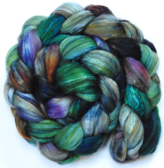 Rubber Tree(5.3 oz) - Batt in a Braid #9 - Superfine Merino/ Mulberry Silk / Black Alpaca (50/35/15)