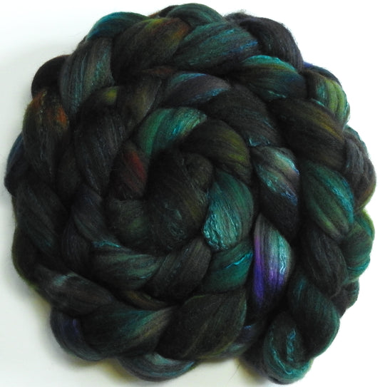 Entish -(5.9 oz.)- Fusion Series - Batt in a Braid #30- Charollais/ Rambouillet / Black tussah /Mulberry silk (40/40/10/10)