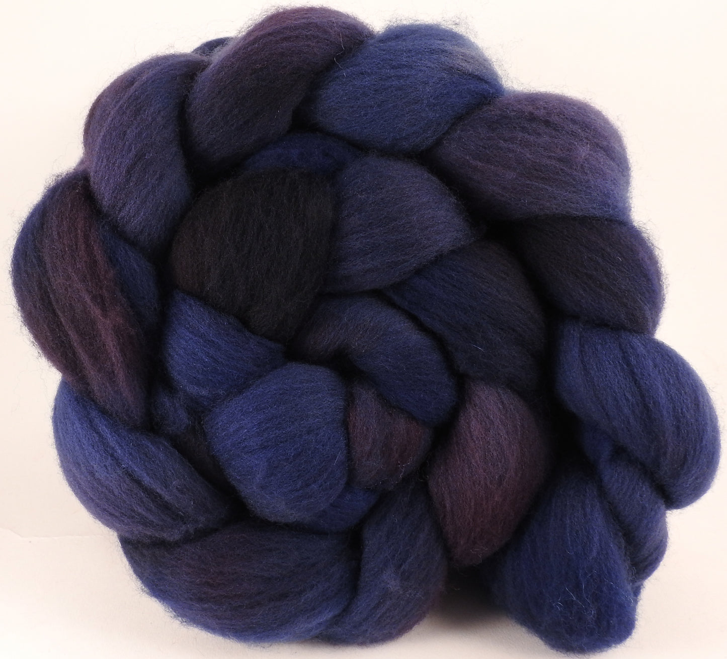 Hand dyed top for spinning -Midnight- (5.3 oz.) Organic Polwarth - Inglenook Fibers