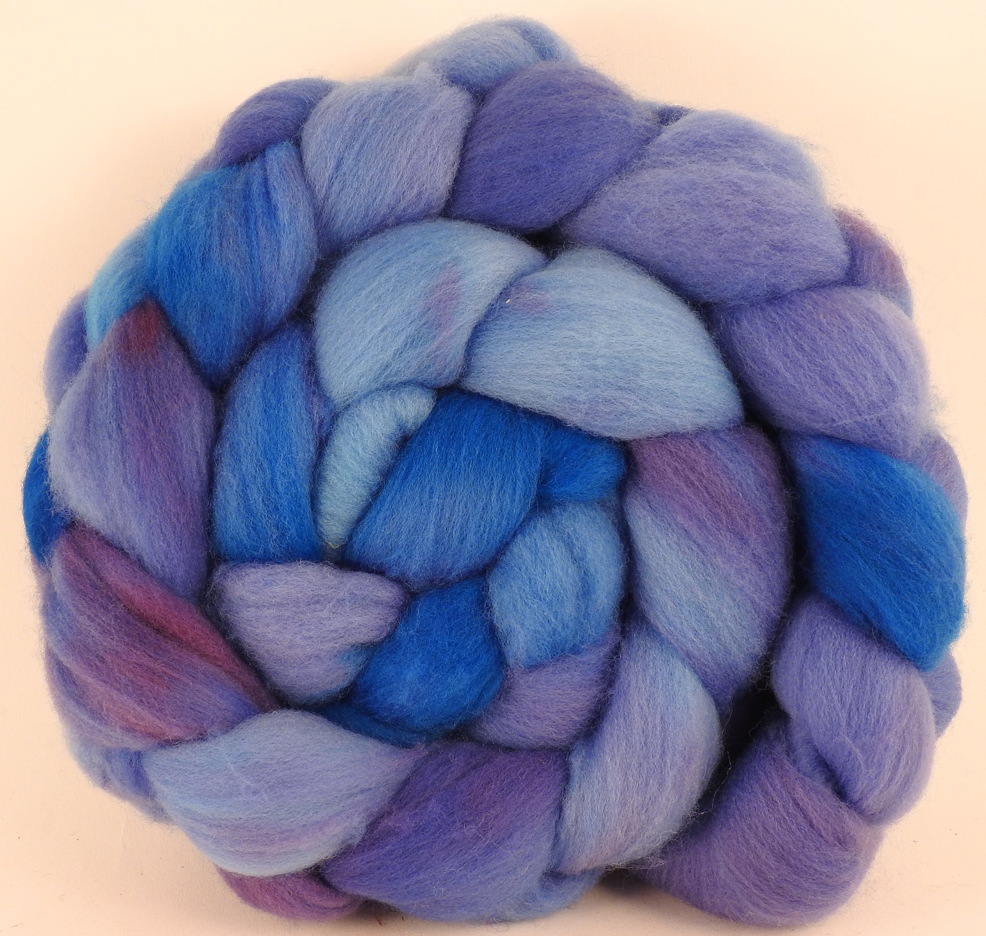 Hand dyed top for spinning -Forget Me Not- (5.3 oz.) Organic Polwarth - Inglenook Fibers