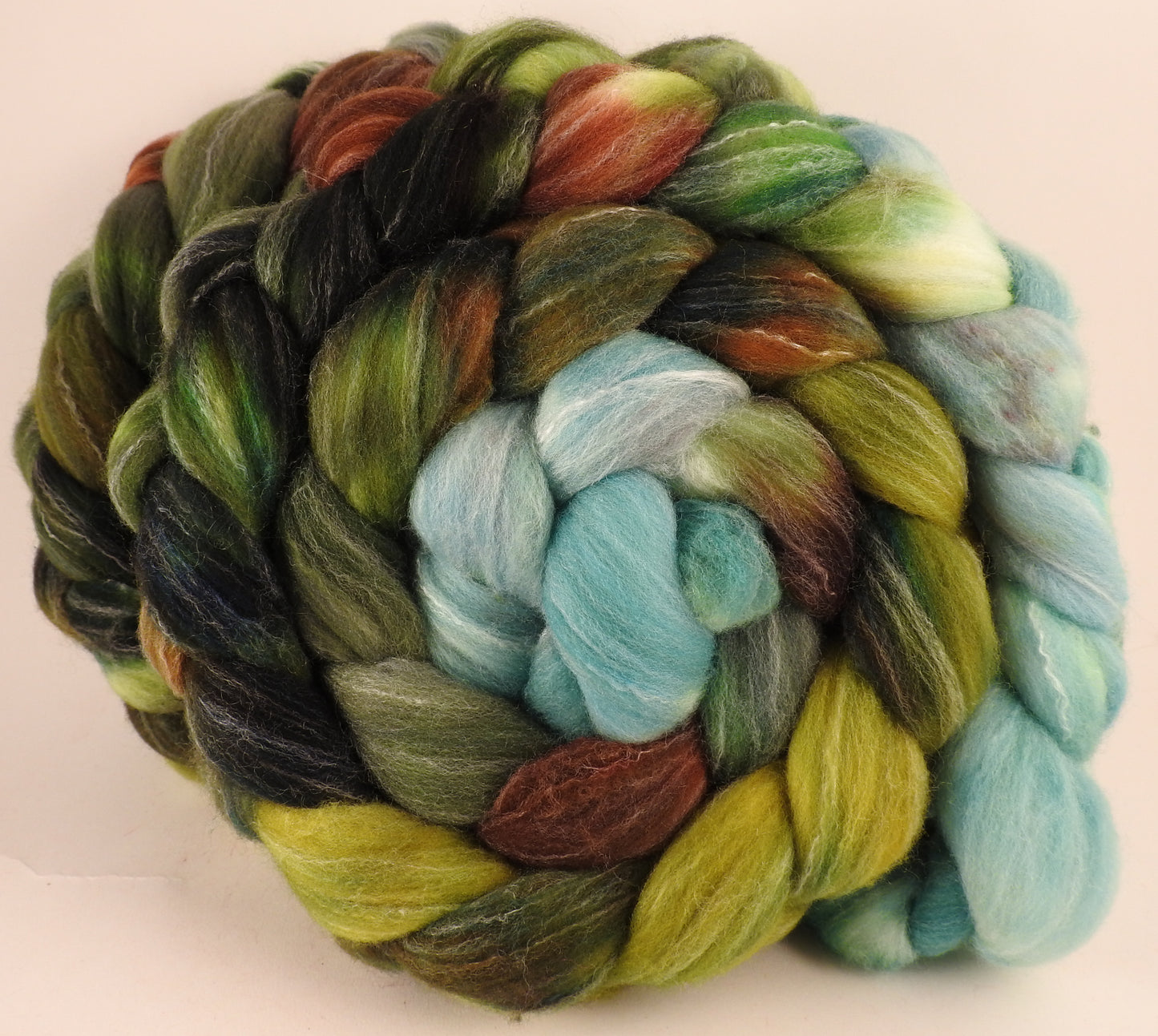 Hand dyed top for spinning - Thyme - (5.4 oz.) Targhee/silk/ bamboo ( 80/10/10) - Inglenook Fibers
