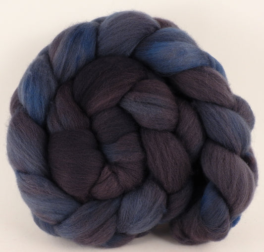 Hand dyed top for spinning -Licorice- (5.3 oz.) Organic Polwarth - Inglenook Fibers