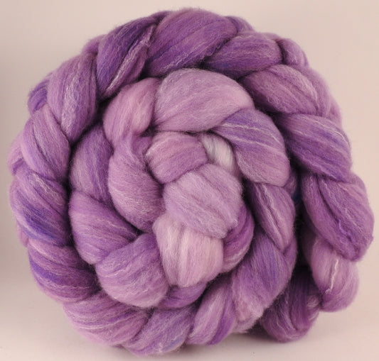 Hand dyed top for spinning - Jacaranda - (5.5 oz.) Targhee/silk/ bamboo ( 80/10/10) - Inglenook Fibers