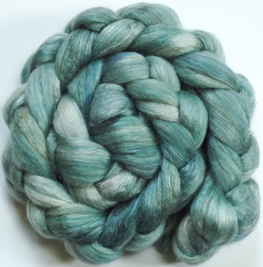 Silver Sage (5.4 oz) - Batt in a Braid #3 - Polwarth/ Tussah Silk/ Flax (40/40/20)