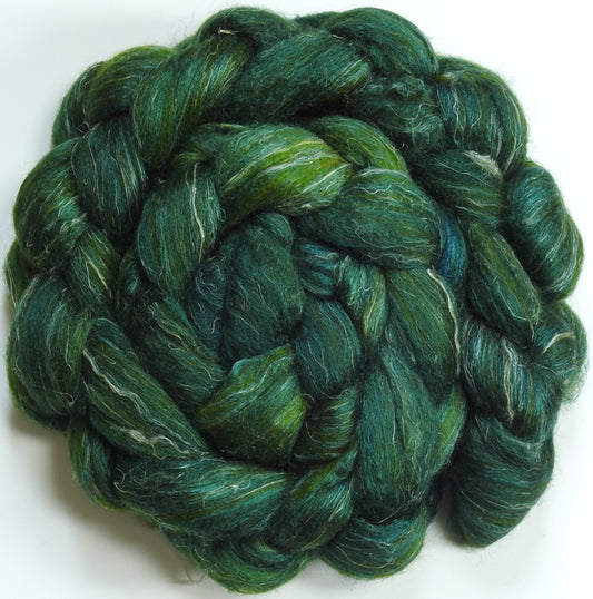 Dill Pickle (5.4 oz) - Batt in a Braid #3 - Polwarth/ Tussah Silk/ Flax (40/40/20)