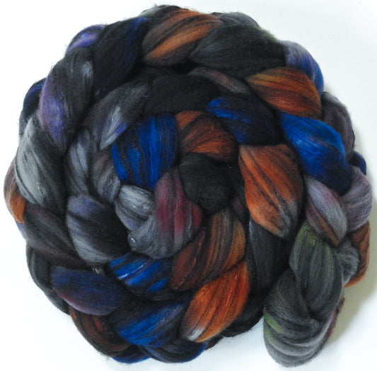 Banksy -(5.6 oz.)- Fusion Series - Batt in a Braid #30- Charollais/ Rambouillet / Black tussah /Mulberry silk (40/40/10/10)