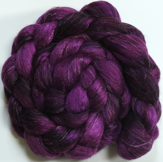 Aubergine - Batt in a Braid #3 - Polwarth/ Tussah Silk/ Flax (40/40/20)