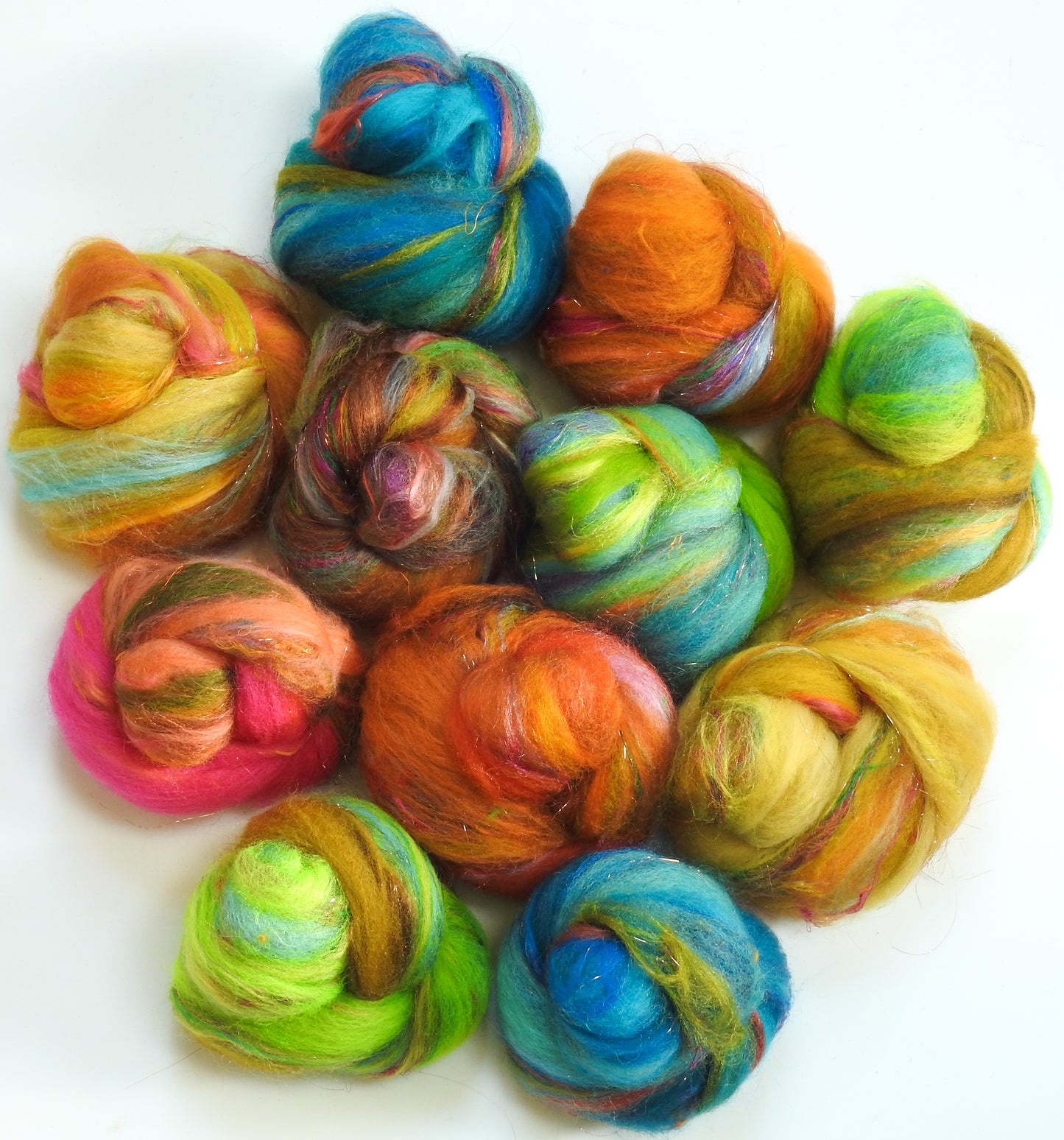 Snowbirds -Sparkle Sticklebatts (4.2 oz) -  CVM/Rambo/Cotswold X fleece; merino, polwarth, faux cashmere, silk, bamboo, sari silk, angelina