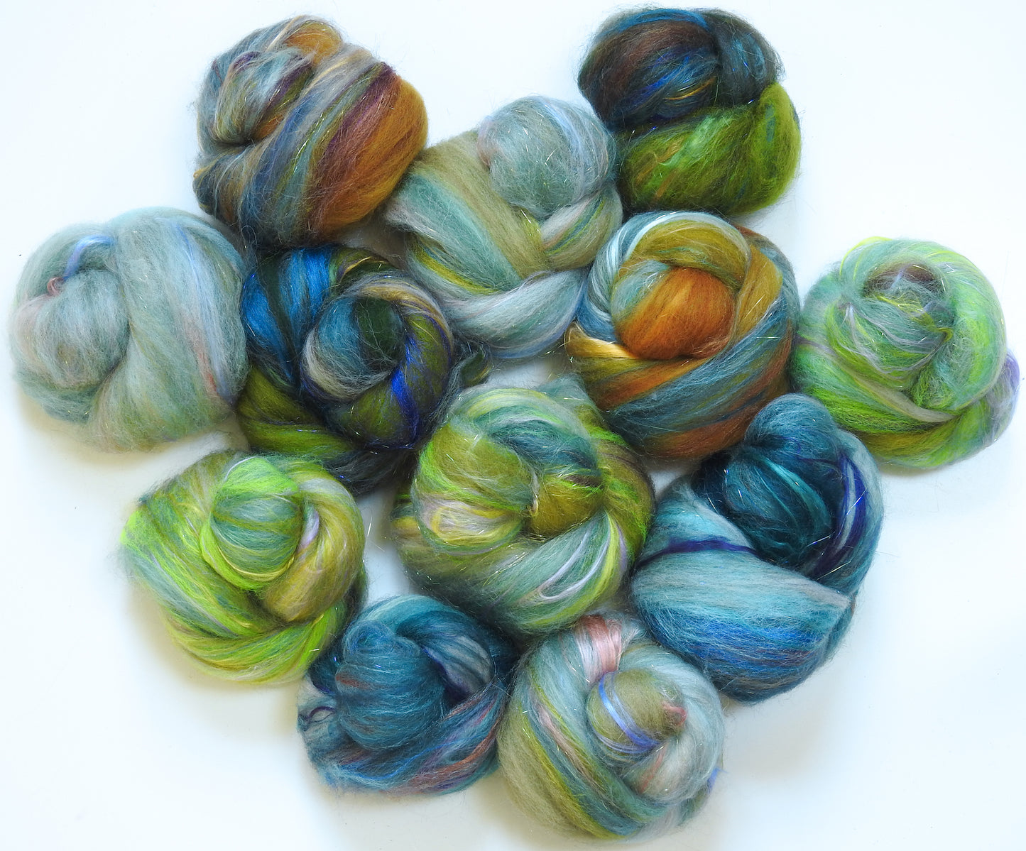 Two Peas in a Pod- Sparkle Sticklebatts - bfl, merino, polwarth, camel, alpaca, soysilk, silk, bamboo, alpaca, sparkle (mostly angelina)