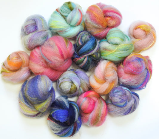 Whale of a Tale -NON-Sparkle Sticklebatts (4.3 oz) - 25% Corriedale fleece; merino, polwarth, silk, bamboo, alpaca, ramie