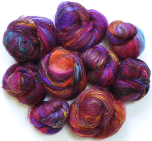 Red Herring - NON-Sparkle Sticklebatts-  polwarth, ANGORA, merino, alpaca, mohair, silk, sari silk, bamboo
