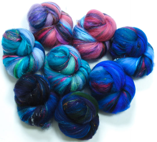 Evenfall- Sparkle Sticklebatts (4.4 oz) -Cotswold/CVM X fleece,  merino & Polwarth top, silk, bamboo, angelina