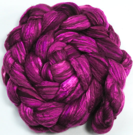 Dragonfruit (5.5 oz) - Batt in a Braid #7 - Polwarth/ Manx / Mulberry silk/ Firestar (30/30/30/10)