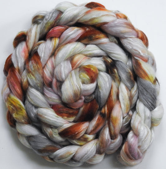 Cockleshells (5.8 oz) - Batt in a Braid #31 - Polwarth/ Mulberry Silk / Baby Alpaca / Rainbow Firestar/ Tencel( 40/25/15/10/10)