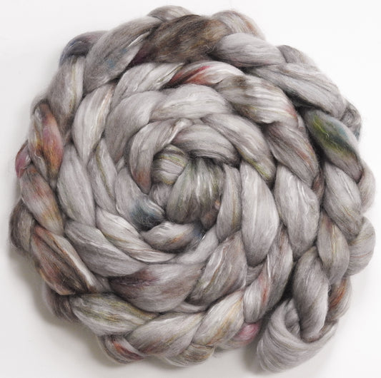 Pearly Gates(6.2 oz) - Batt in a Braid #31 - Polwarth/ Mulberry Silk / Baby Alpaca / Rainbow Firestar/ Tencel( 40/25/15/10/10)