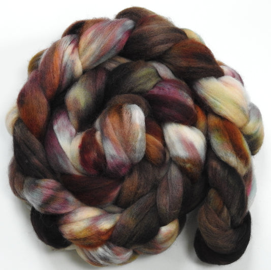 Barred Owl -(5.7 oz) Batt in a Braid #60- Southdown/ Bfl/ Bio-nylon (50/25/25)