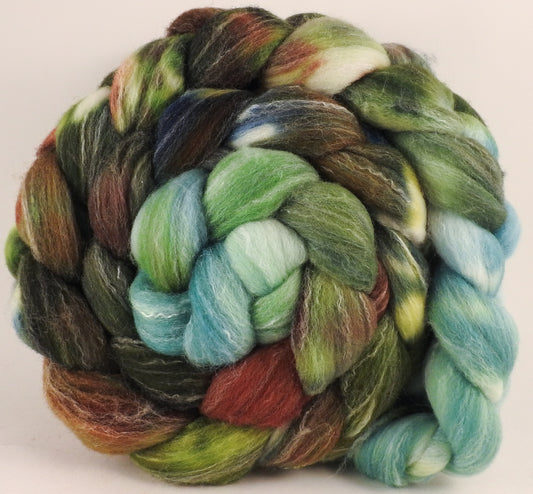 Hand dyed top for spinning - Thyme - (5.6 oz.) Targhee/silk/ bamboo (80/10/10) - Inglenook Fibers