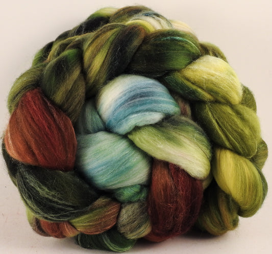 Batt in a Braid #35  - Thyme - Sw Merino (18.5 mic) /Merino (18.5 mic) / Tussah Silk (40/40/20) - Inglenook Fibers