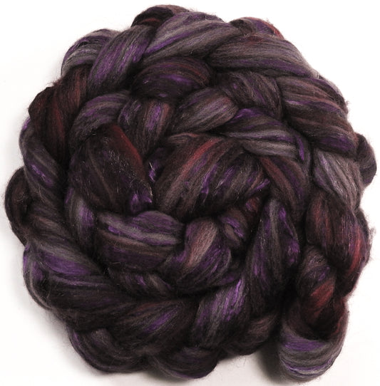 Elderberry (5.5 oz) - Batt in a Braid #7 - Polwarth/ Manx / Mulberry silk/ Firestar (30/30/30/10)
