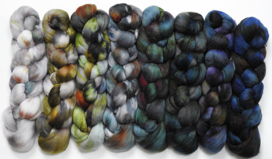 Windchill - Gradient Braid Set - (11 oz.) Batt in a Braid #61-Ultrafine Merino (14 micron)/ Tussah silk/ Cashmere (60/25/15)