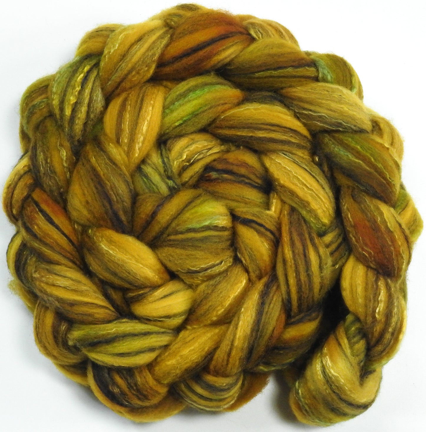 Aspen - Glazed Solid - Batt in a Braid #30- Charollais/ Rambouillet / Black tussah /Mulberry silk (40/40/10/10)