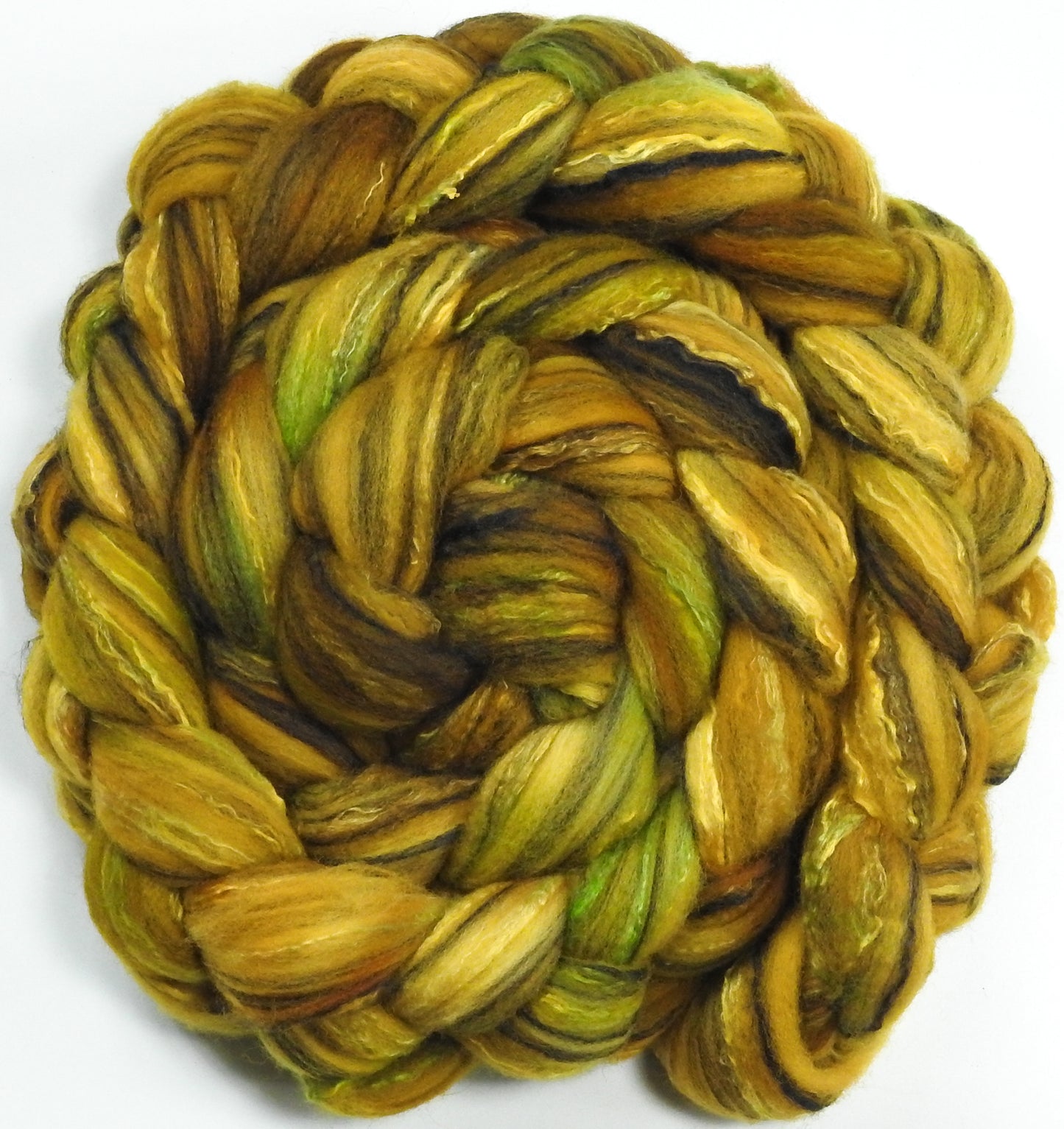 Aspen - Glazed Solid - Batt in a Braid #30- Charollais/ Rambouillet / Black tussah /Mulberry silk (40/40/10/10)