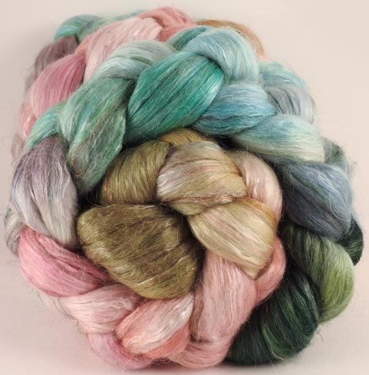 Batt in a Braid #31- Shabby Chic (5.3) - Polwarth/ Mulberry Silk / Baby Alpaca / Rainbow Firestar/ Tencel( 40/25/15/10/10) - Inglenook Fibers