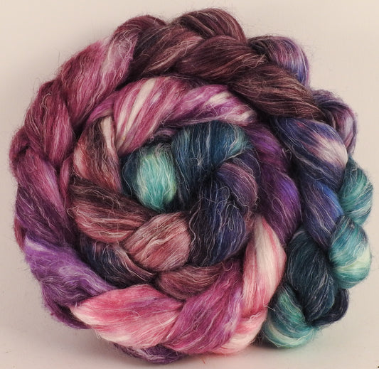 Tussah Silk / flax roving (65/35)- Framboise (5.8 oz) - Inglenook Fibers