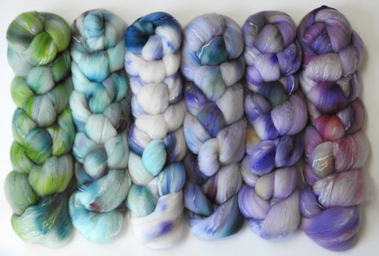 Abalone -( 8.5 oz)  Gradient Braid Set - Organic Polwarth/ Mulberry silk (80/20)