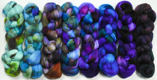Ode to Hydrangeas Gradient Braid Set - Fusion Series- (11.8 oz.) Organic Polwarth/mulberry silk (80/20)
